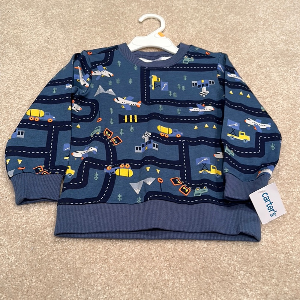 Carter’s 3t light sweatshirt. New with tags.grayish blue color